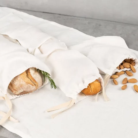 Stoffbeutel aus Hanf Cremeweiß