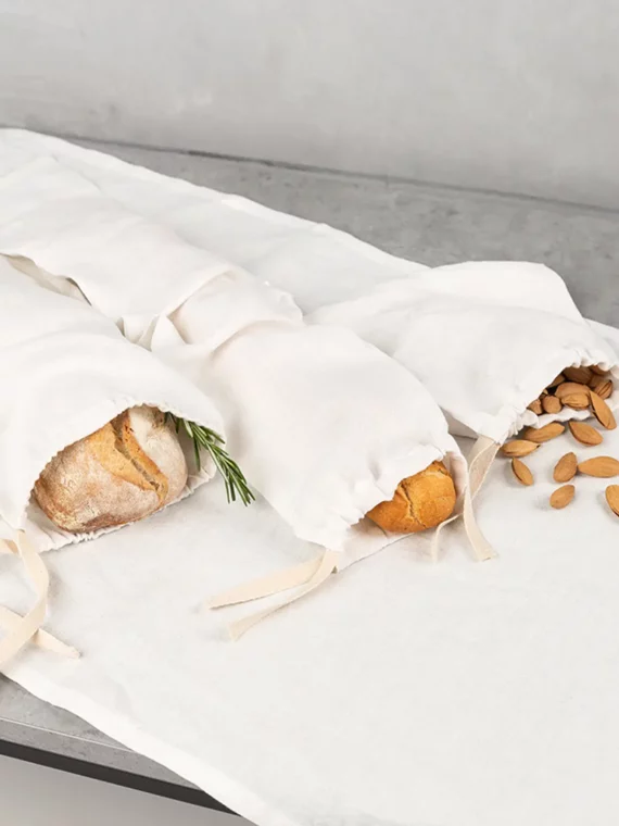 Stoffbeutel aus Hanf Cremeweiß