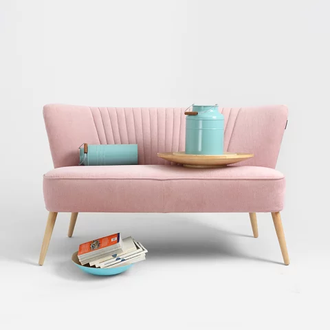 Retro 2-Sitzer Sofa Harry | Rosé Meringue