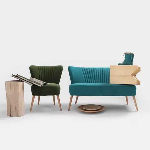 Retro 2-Sitzer Sofa Harry OL18 Türkis Wohnen